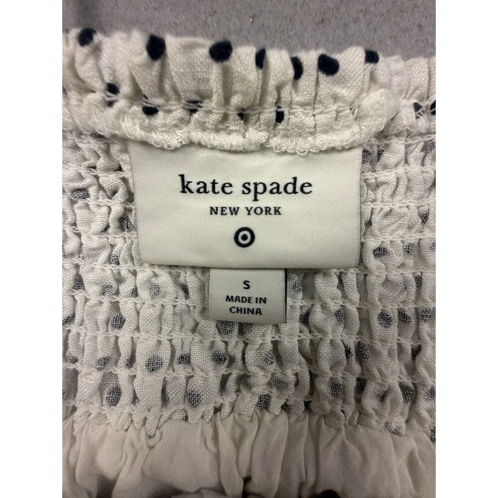 kate spade new york Polka Dot Smocked Square Neck Cami TankWomen's S Linen Rayon